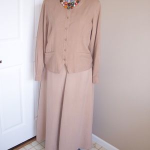 Stephanie Andrews Beige 2 Piece Skirt Outfit  Silk